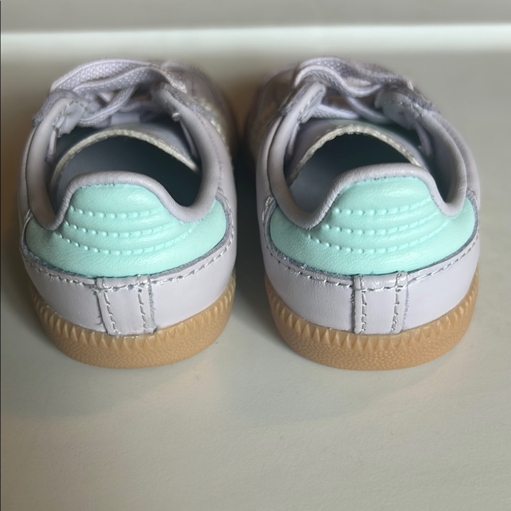 adidas Kids Light Pink Suede & Cream Stripe Sneakers - Picture 2 of 3